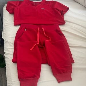 Figs Kids Red Jogger Sweatpants Set